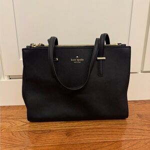 Kate Spade Structured Tote in Black Saffiano Leather